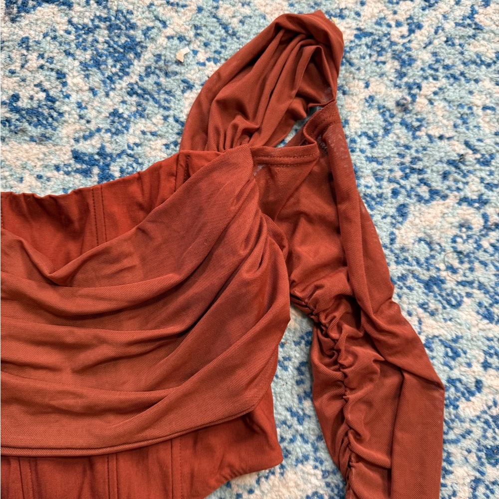 Rust Long Sleeve Going Out Top - Picture 2 of 4